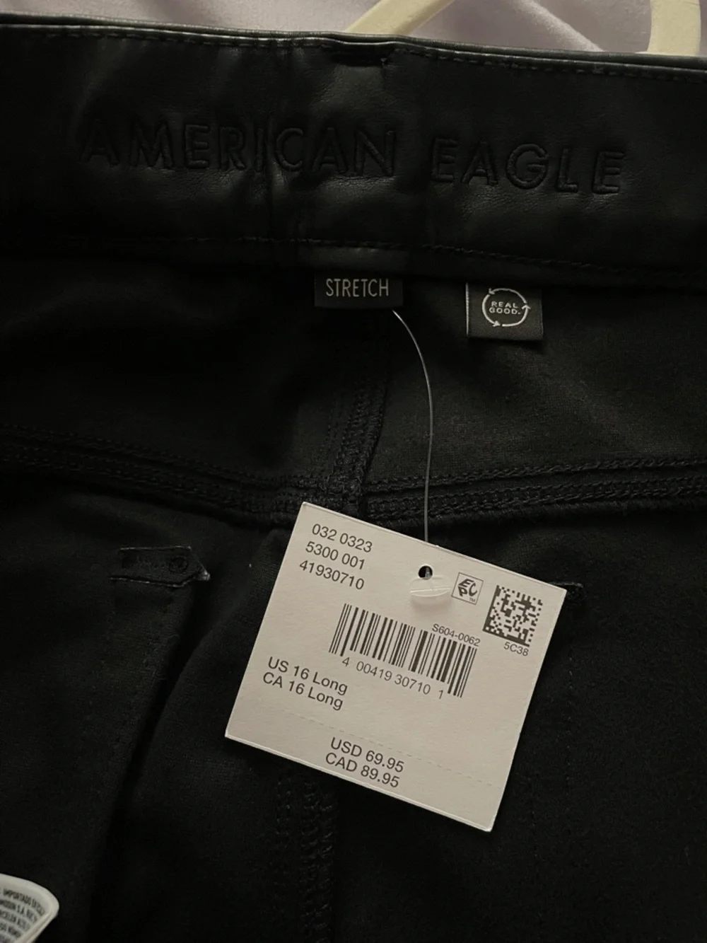 AE Curvy Long Black Faux Leather Stretch Bootcut Pants - Picture 4 of 5